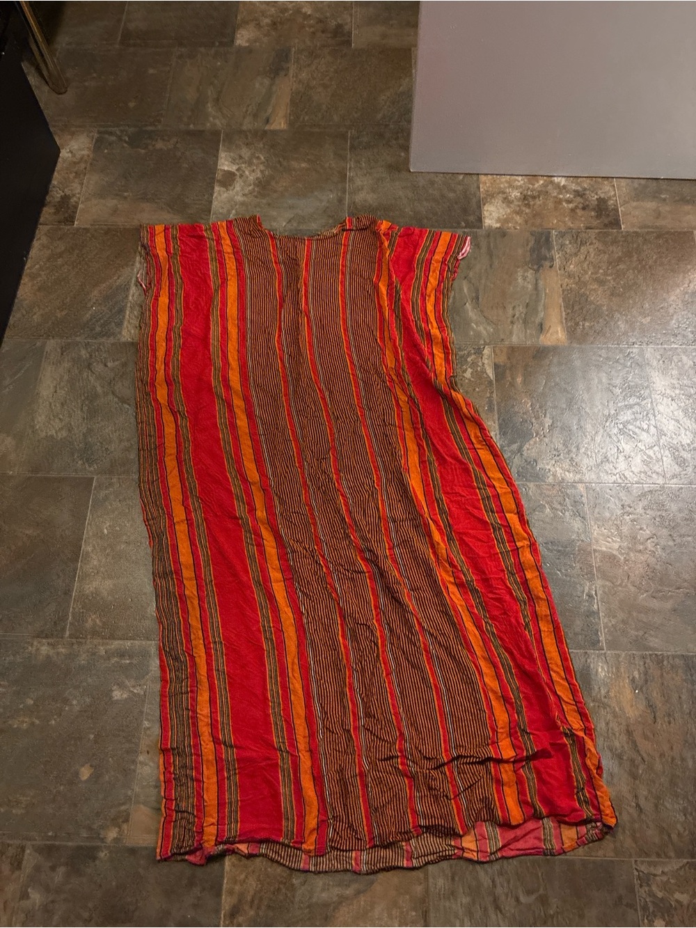 Striped Red and Orange Maxi Dress